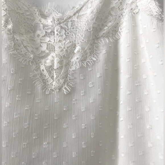 Abercrombie Swiss Dot Lace Trim Tank Top White Blouse Lingerie Y2K 90s Bridal - Picture 4 of 8